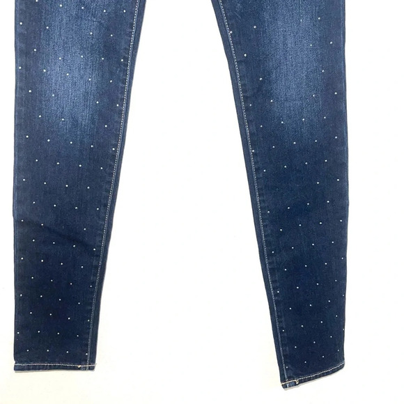 Abercrombie & Fitch Dark Wash Allover Rhinestone Mid-rise Skinny Jeans 25 Women - Picture 5 of 12